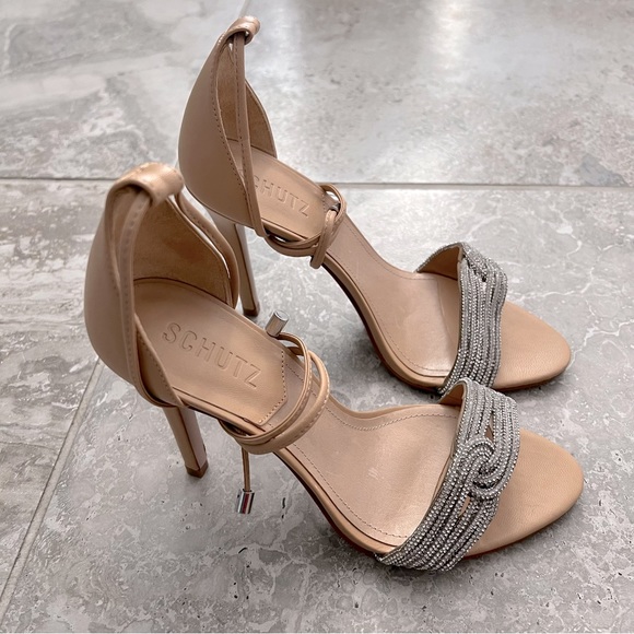 Schutz x Revolve Andy Leather Open Toe Heels, Size 8 New in Box w/Dust Bag - Picture 7 of 16